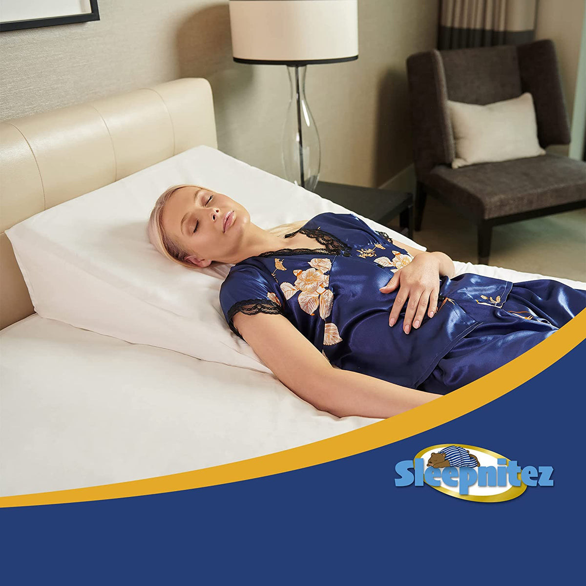 8" wedge pillow with Tencel cover + White Egyptian Cotton pillowcase