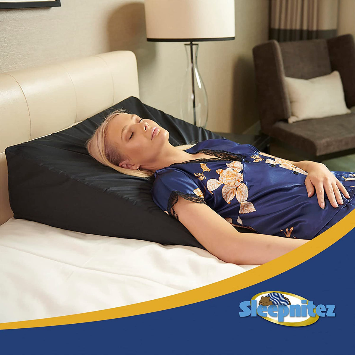 8" wedge pillow with Tencel cover + Dark Gray Egyptian Cotton pillowca