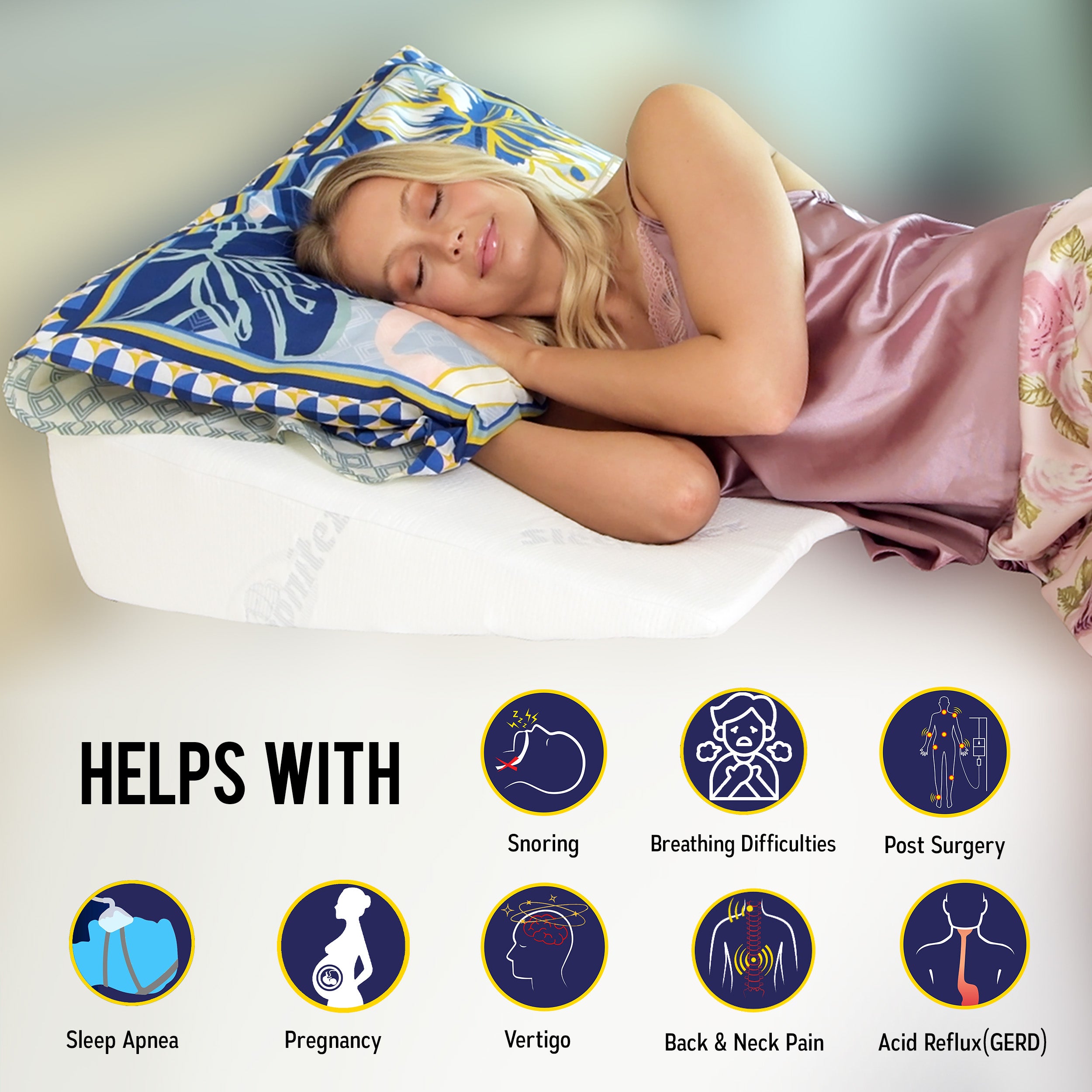 Sleepnitez 8″ Wedge Pillow For Acid Reflux/GERD