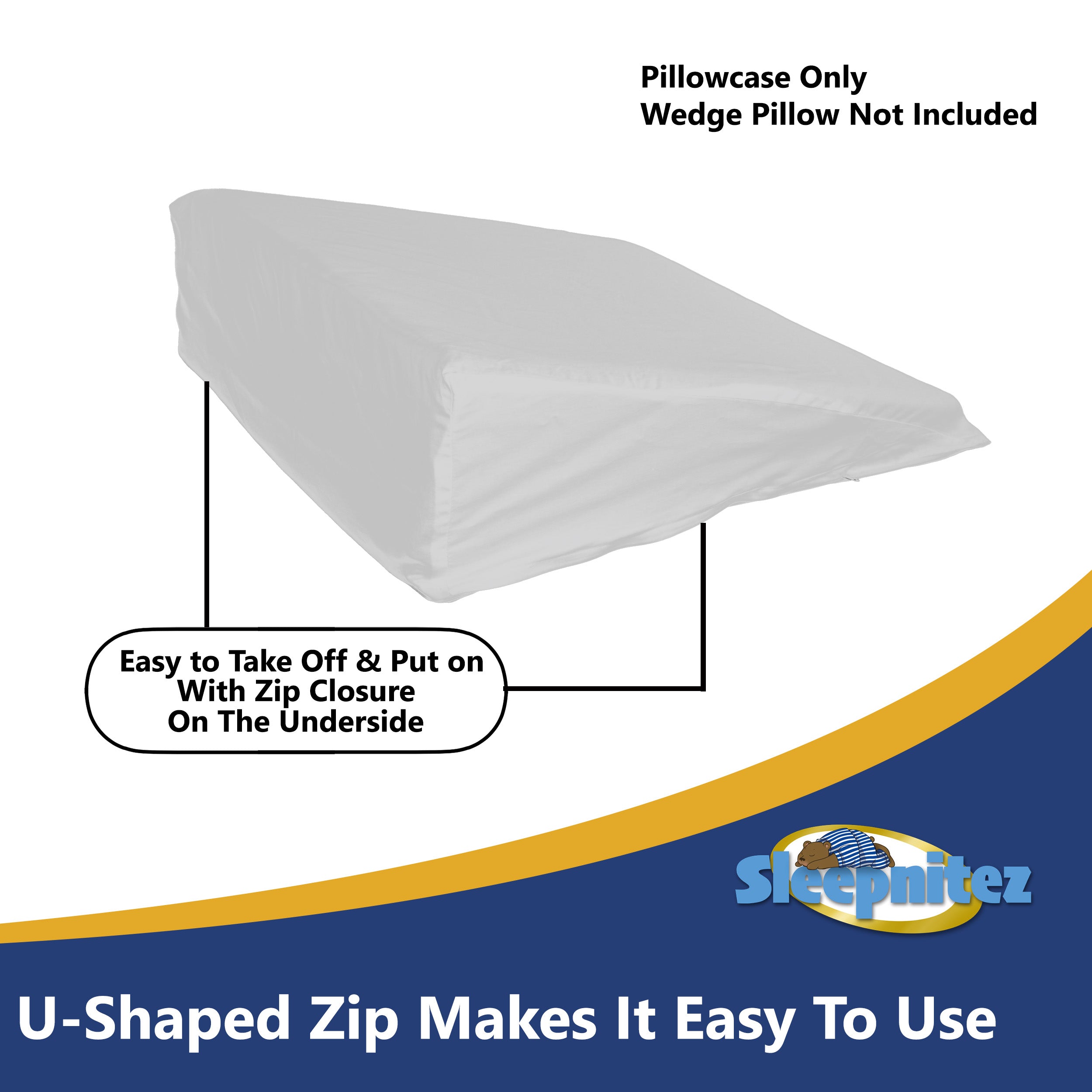 Light Gray 100% Egyptian Cotton Wedge Pillowcase for 8