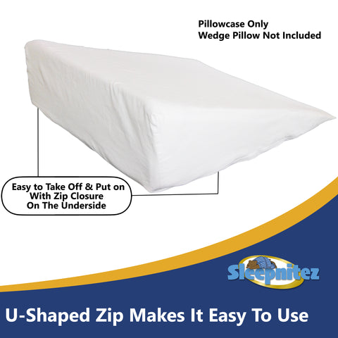 White 100% Egyptian Cotton Wedge Pillowcase (Loose Fitting ) for Our 8