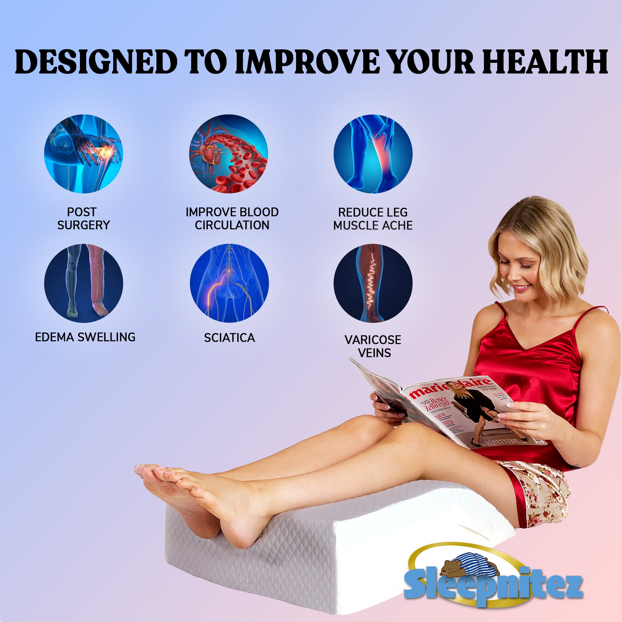 Leg Elevation Pillow For After Surgery, Leg Swelling and Blood Circulation