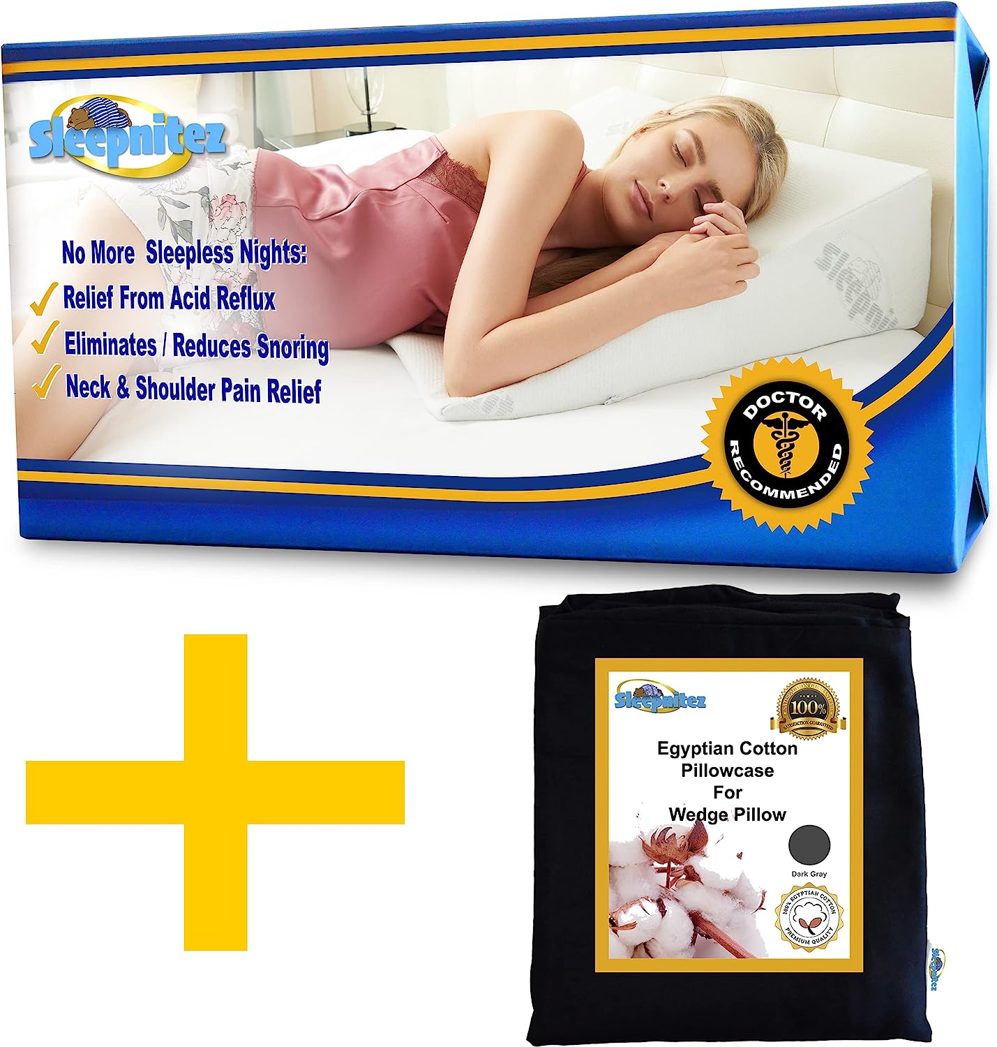 Sleepnitez Wedge Pillow and Back and Side Sleeper Pillow for The Best  Nights Sleep