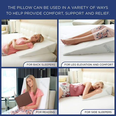 Sleepnitez 8″ Wedge Pillow Alleviates Acid Reflux, GERD, Snoring, After Surgery